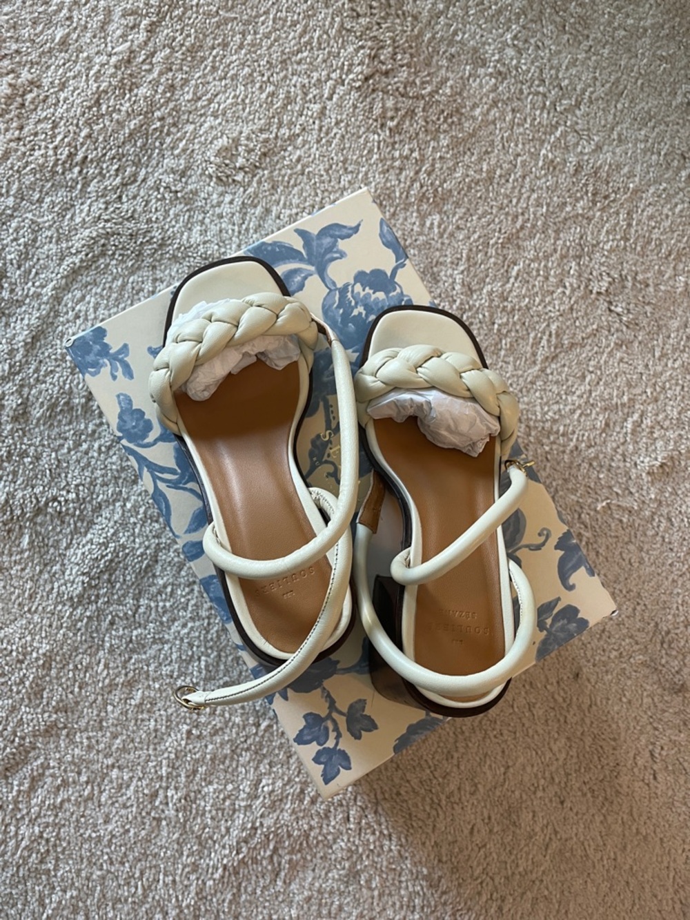 Sezane Isadora White Braided Heels Sandals Size 35 - Picture 3 of 9